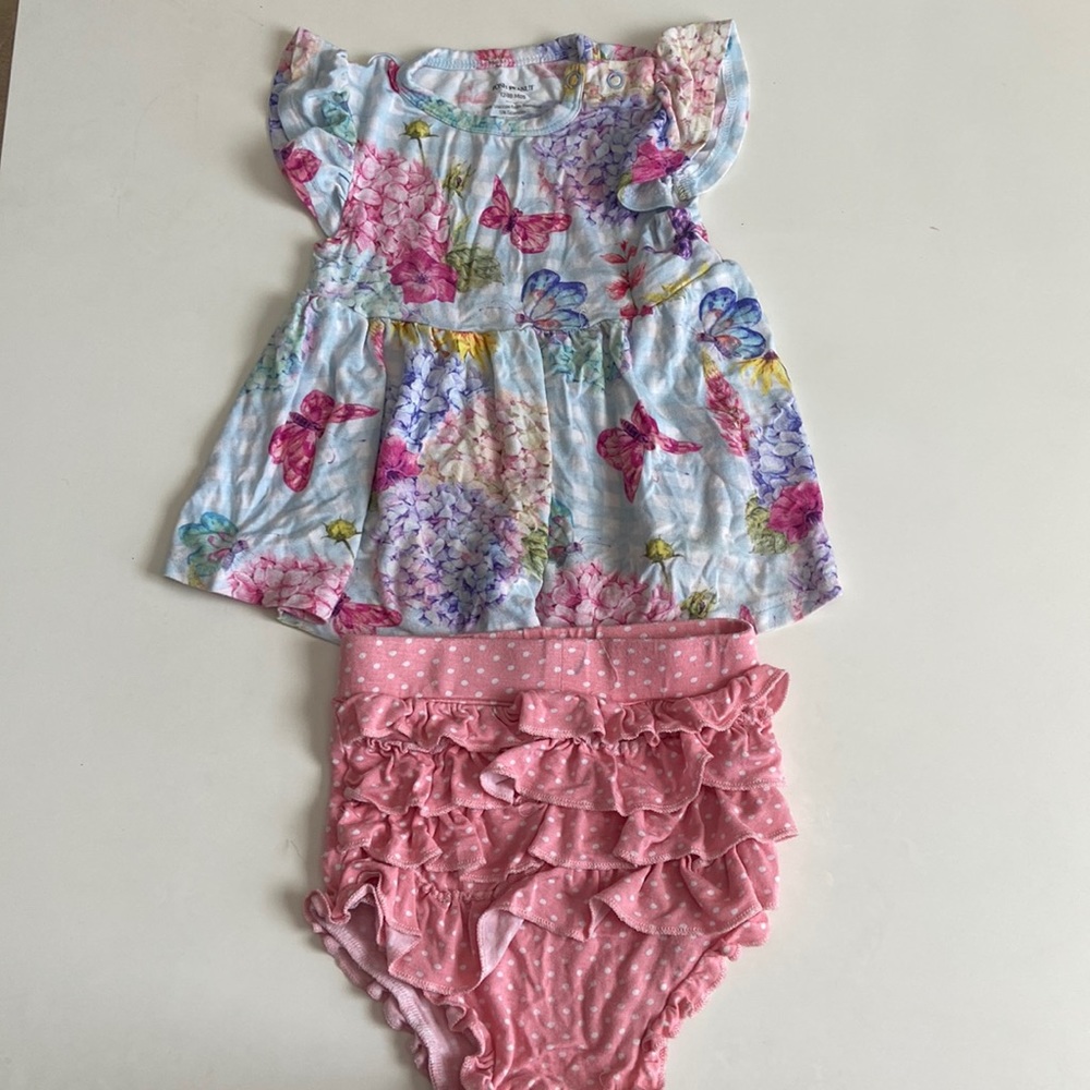 Posh peanut two piece bloomers set soft bamboo size 12 to 18 months